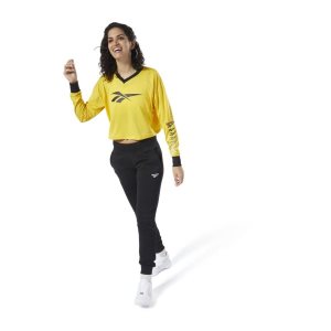 Crop Top Damskie Reebok Classic Vector Głęboka Zielone Żółte PL 01UPCGM